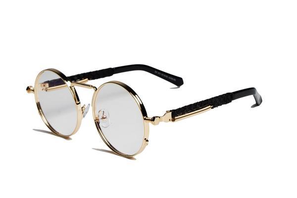 2-Tone Gold Python Sherlock Sunglasses (Clear Lenses)