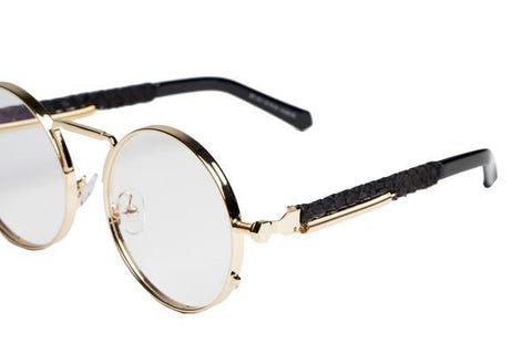 2-Tone Gold Python Sherlock Sunglasses (Clear Lenses)