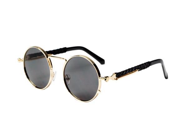 2-Tone Gold Python Sherlock Sunglasses (Black Lenses)