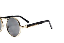 2-Tone Gold Python Sherlock Sunglasses (Black Lenses)