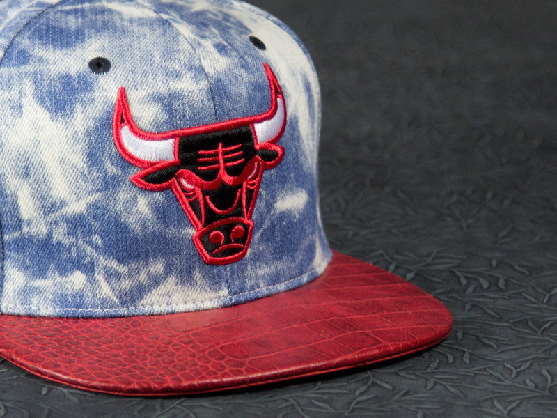 Chicago Bulls Acid Wash Denim Alligator Strapback