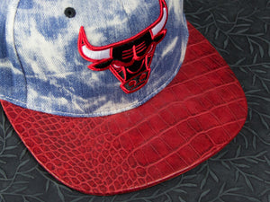 Chicago Bulls Acid Wash Denim Alligator Strapback