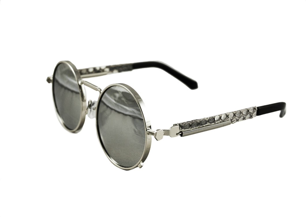 Silver Python Sherlock Sunglasses (Mirrored Lenses)
