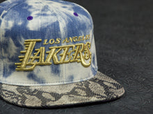 Los Angeles Lakers Acid Wash Denim Snakeskin Strapback