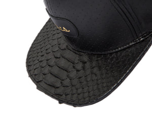 Doses Noir Perforated Snakeskin Strapback