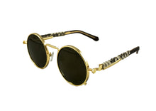24K Gold Python Sherlock Sunglasses (Black Lenses)